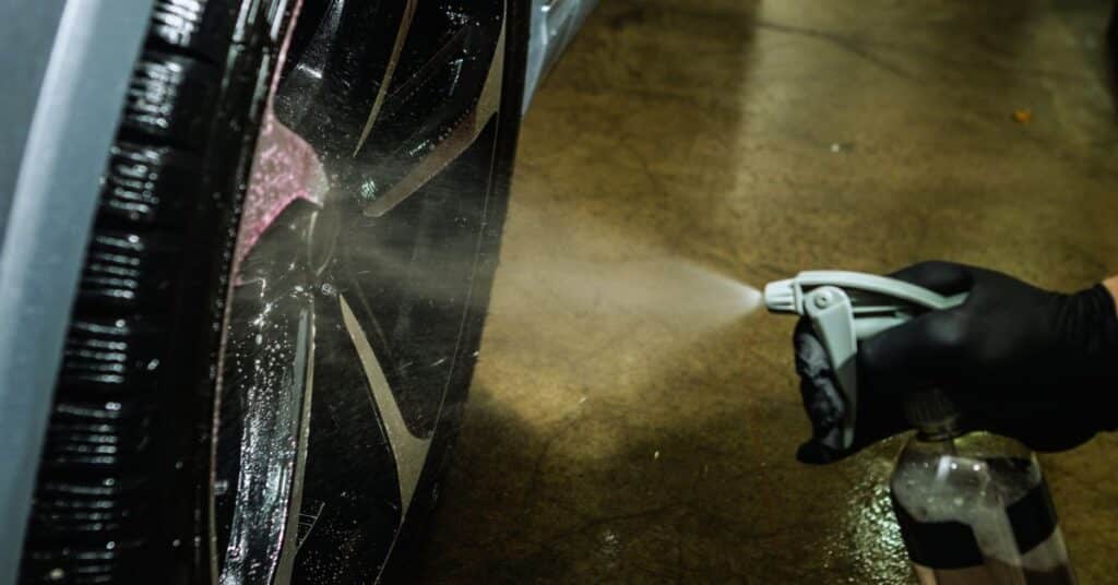 Use Wheel Cleaners for removing baked on brake dust from alloy wheel